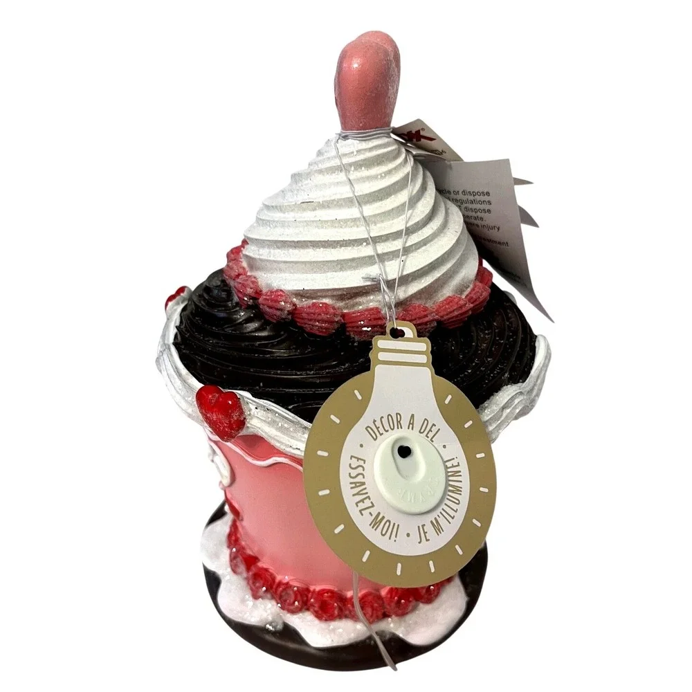 LOVE & Cupcakes Valentine's Day Gingerbread Village House LED Hearts Cupcake Top